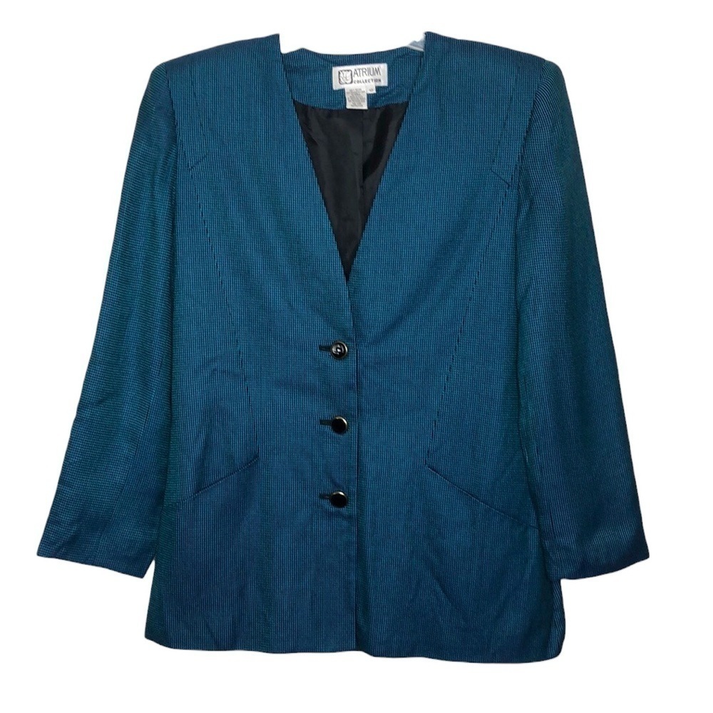 Vintage - ATRIUM COLLECTION - Button Front Blazer Shoulder Pads Pockets Size 10